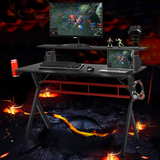Tangkula Gaming Desk, Professional Gamer Workstation with Cup Holder, Headphone Hook, Handle Rack