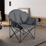 Tangkula Oversized Camping Chair, Outdoor Padded Folding Chair with Cup Holder