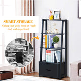 Tangkula Ladder Shelf Bookcase, Free Standing 4-Tier Bookshelf with 2 Storage Drawers