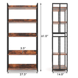 Tangkula Bookshelf, 5 Tier Industrial Book Shelf with Adjustable Shelves and Metal Frame