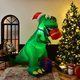 Tangkula 6 FT Christmas Inflatable Dinosaur, Indoor & Outdoor Christmas Decoration