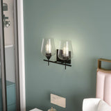 Tangkula 2-Light Wall Sconce, Industrial Vanity Light Fixture with Clear Seeded Glass Lampshade