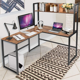 Tangkula Reversible L-Shaped Desk with Hutch, Space Saving Corner Computer Desk with Storage Bookshelf