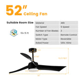 Tangkula 52 Inch Ceiling Fan with Light