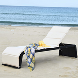 Tangkula Outdoor Chaise Lounge Chair, 5-Position Adjustable Rattan Recliner Chair