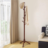 Tangkula Coat Rack Freestanding, Rubber Wood Coat Stand with 8 Hooks