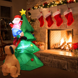 Tangkula 6 FT Inflatable Christmas Tree with Santa Claus & Dog