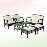 Tangkula 7 Pieces Patio Furniture Set, Outdoor Rattan Conversation Set with Waterproof Cover