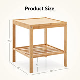 Tangkula Bamboo Nightstand Set of 2