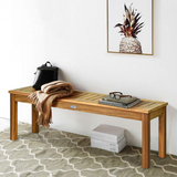 Tangkula 52 Inches Acacia Wood Outdoor Bench, Wood Bench for Dining Room Entryway Poolside Garden