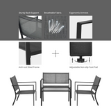 Tangkula 4 Pieces Patio Furniture Set, Outdoor Sectional Conversation Set