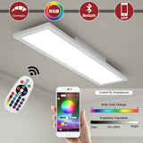 Tangkula Smart LED Ceiling Light, Dimmable RGB Light Panel with APP Control, 18W LED 1300 Lumens (White)