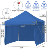 Tangkula 10x10ft Ez Pop up Canopy Tent, Commercial Instant Canopy with 8 Removable Zippered Sidewalls & Extended Awning