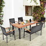 6 Pieces Wicker Patio Dining Set, Patiojoy Outdoor Dining Furniture