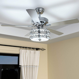 Tangkula Ceiling Fan with Crystal Light, 52 Inches Classical Ceiling Fan with Remote Control & 5 Iron Reversible Blades