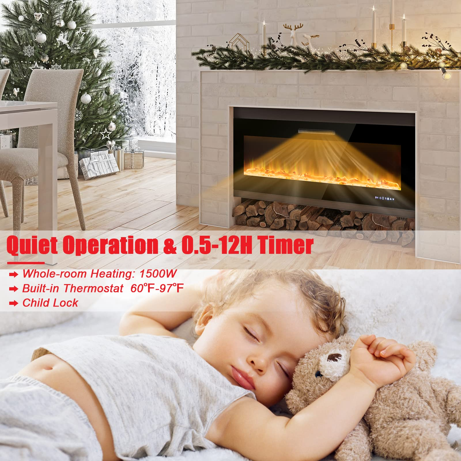 50 Inches Electric Fireplace Insert - Tangkula
