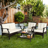 Tangkula Outdoor Rattan Furniture Set, Patiojoy Outdoor Wicker Sofa Set