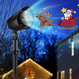 Tangkula Christmas Santa Claus on Sleigh Projector Light, Rotating LED Projection Lamp with 60-degree Adjustable Angle