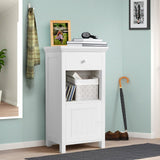 Bathroom Floor Cabinet, Freestanding Wooden Cabinet with 1 Drawer & 1 Cabinet & 1 Open Shelf