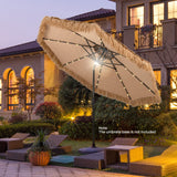 Tangkula 10 ft Thatched Patio Umbrella, 2 Tier Hawaiian Style Grass Beach Umbrella with 32 Led Lights