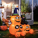 Tangkula 6 FT Halloween Inflatable Pumpkin Patch with Black Witch's Cat