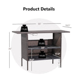 Tangkula Outdoor Wicker Bar Table with 2 Metal Mesh Shelves & 2-Rail Steel Stemware Racks(Mix Brown)
