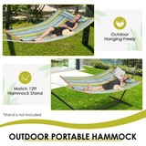 Tangkula 10.5FT Double Hammock, Heavy Duty Outdoor Hammock with Curved Spreader Bars