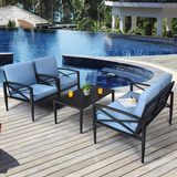Tangkula Outdoor Aluminum Patio Conversation Set, Patio Sofa Set 1 Loveseat, 2 Single Sofas, 1 Coffee Table