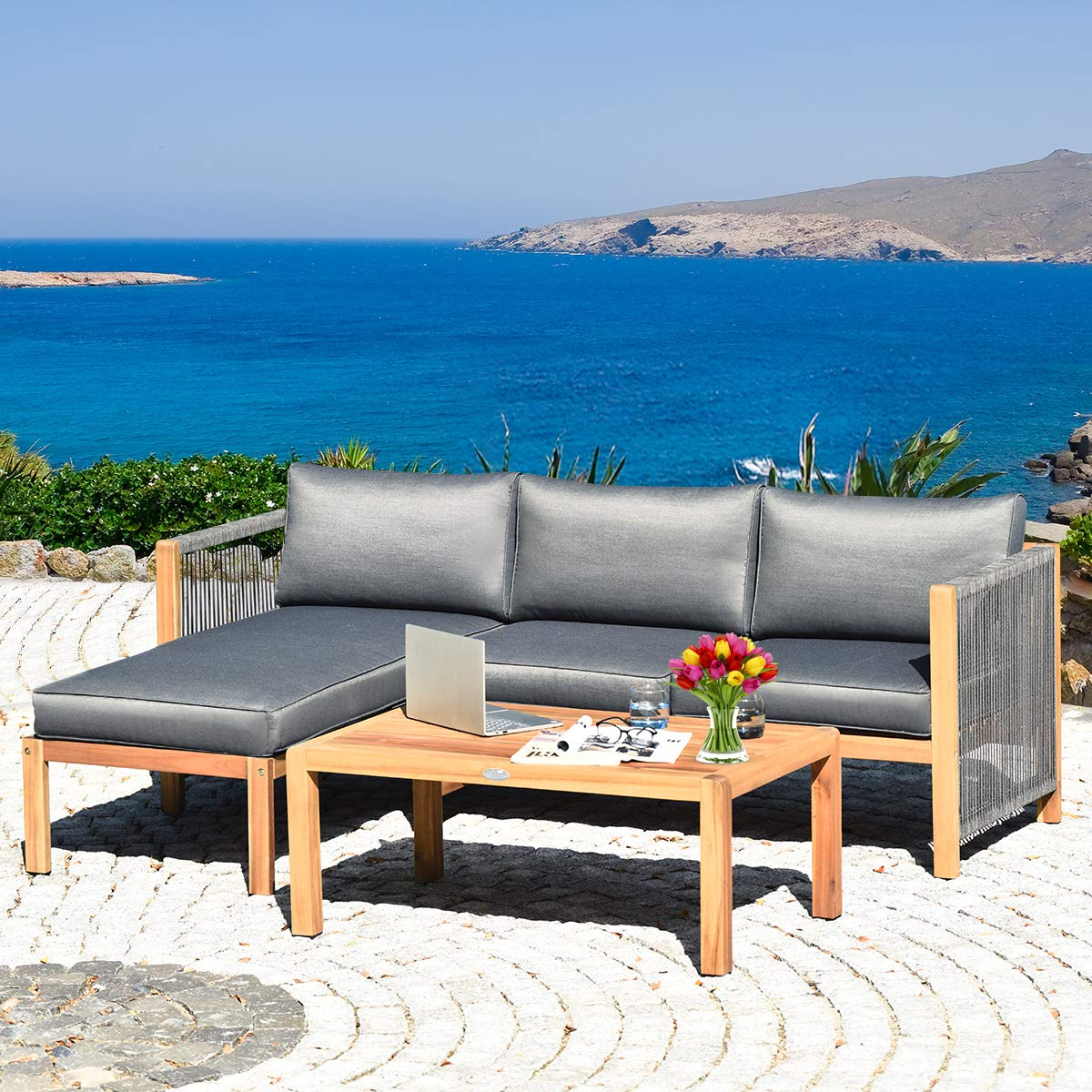 L Shape Outdoor Furniture Set - Tangkula
