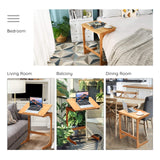 Bamboo TV Tray Sofa Side Table, 7 Angles Adjustable Couch Table