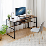55 Inches Computer Desk with Bookshelf, Study Writing Table w/Storage Shelf & Sturdy Metal Frame