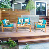Tangkula Outdoor 4-Piece Acacia Wood Chat Set