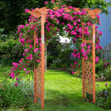 88-Inch Wooden Garden Arbor with Trellis, Decoration Outdoor Rose Arbor with Metal Connection