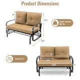 Tangkula 2-Person Outdoor Glider Bench, Swing Seat Bench with Seat & Back Cushions, Sturdy Rustproof Steel Frame