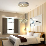 Tangkula Modern K9 Crystal Raindrop Chandelier, Flush Mount LED Ceiling Light Fixture for Living Room, 31.5 x 15.5 inches