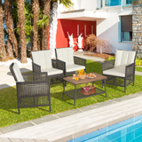 Tangkula Patio Furniture Set with 2-Tier Coffee Table