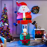 Tangkula 8 FT Inflatable Christmas Santa Claus w/ Hot Air Balloon & Reindeer