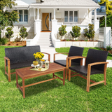 Tangkula 4-Piece PE Rattan Patio Furniture Set, Outdoor Conversation Set