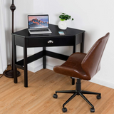 Tangkula 2PS Desk and Chair Set, Corner Desk with Height Adjustable Ergonomic Swivel Chair