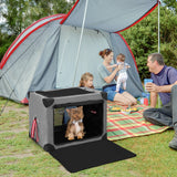 Tangkula 3-Door Folding Dog Crate, Soft Kennel with Removable Pad & Metal Frame