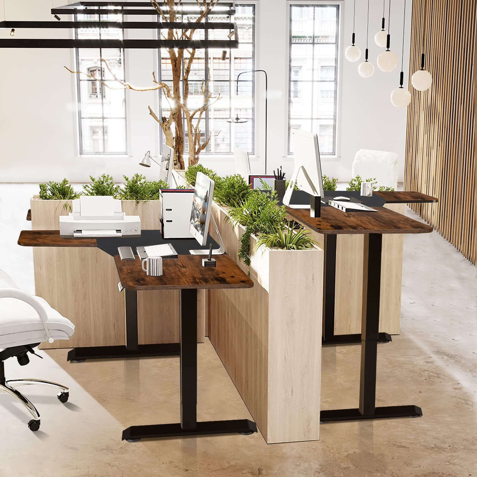 Tangkula L Shaped Electric Standing Desk, 59.5 Inch Corner Stand Up Desk
