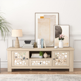 Tangkula TV Stand for 60 Inch TVs, Retro Entertainment Center, TV Console Cabinet w/Open Shelf & Drawer & Cable Hole