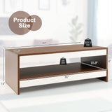 Tangkula 37 Inch Coffee Table, Two-Tier Coffee Table with Storage Shelf, Modern Wooden Sofa Central Table