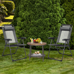 Folding Patio Dining Chairs Set of 2, Grey - Tangkula