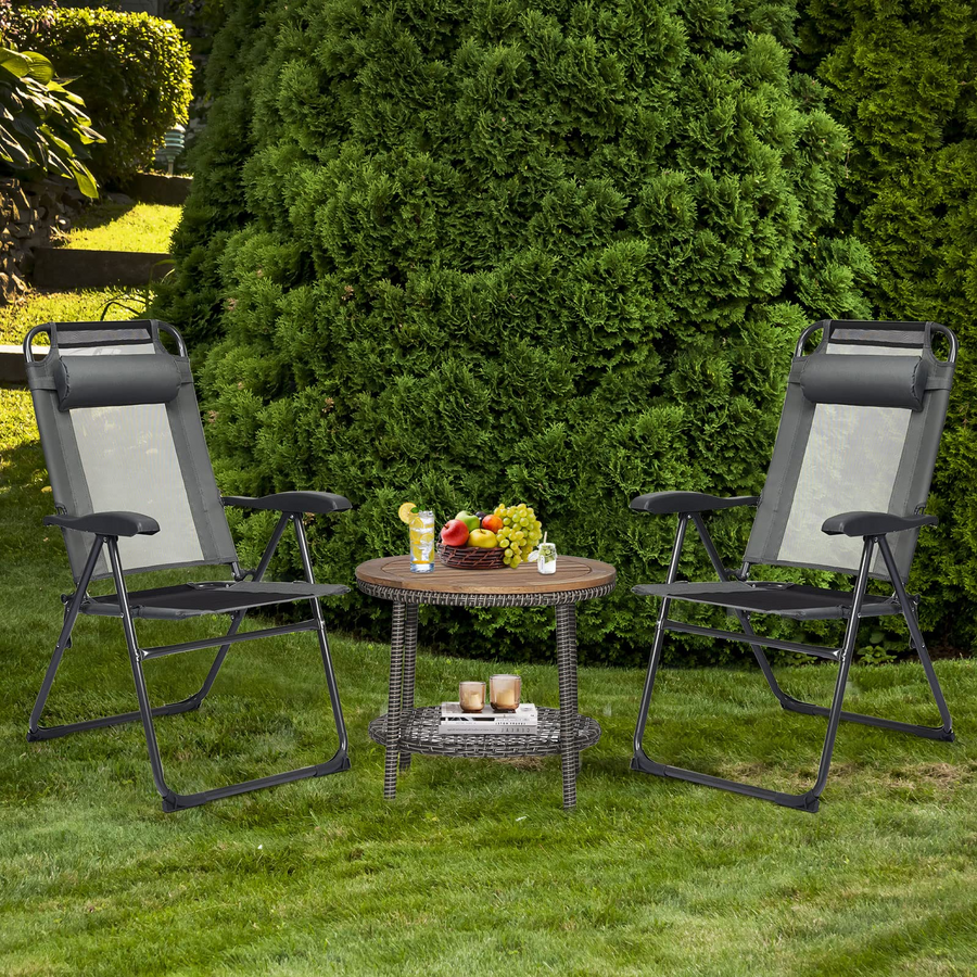 Tangkula Folding Patio Dining Chairs Set of 2, Portable Patio Chairs w