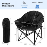 Tangkula Oversized Camping Chair, Outdoor Padded Folding Chair with Cup Holder