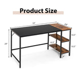 Tangkula 55" Computer Desk, Large Home Office Desk with 2-Tier Storage Shelves