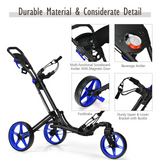 Tangkula Golf Push Cart with 360 Rotating Front Wheel, Aluminum Collapsible 3 Wheels Golf Pull Cart, Golf Trolley w/Elastic Strap
