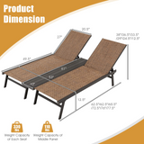 Tangkula Double Patio Chaise Lounge, All Weather-Proof Heavy Duty 6 Position Adjustable Breathable Fabric Outdoor Bed Lounger with Cup Holder