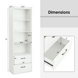 Tangkula 4 Shelf Bookcase with 2 Drawers, 74 Inches 4 Tiers Tall Open Bookshelf with 2 Slide-Out Drawers